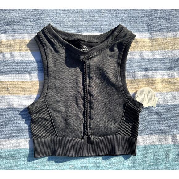 NWT, Aerie Offline Ribbed Crop Tank Top Black Size XS - Picture 1 of 7